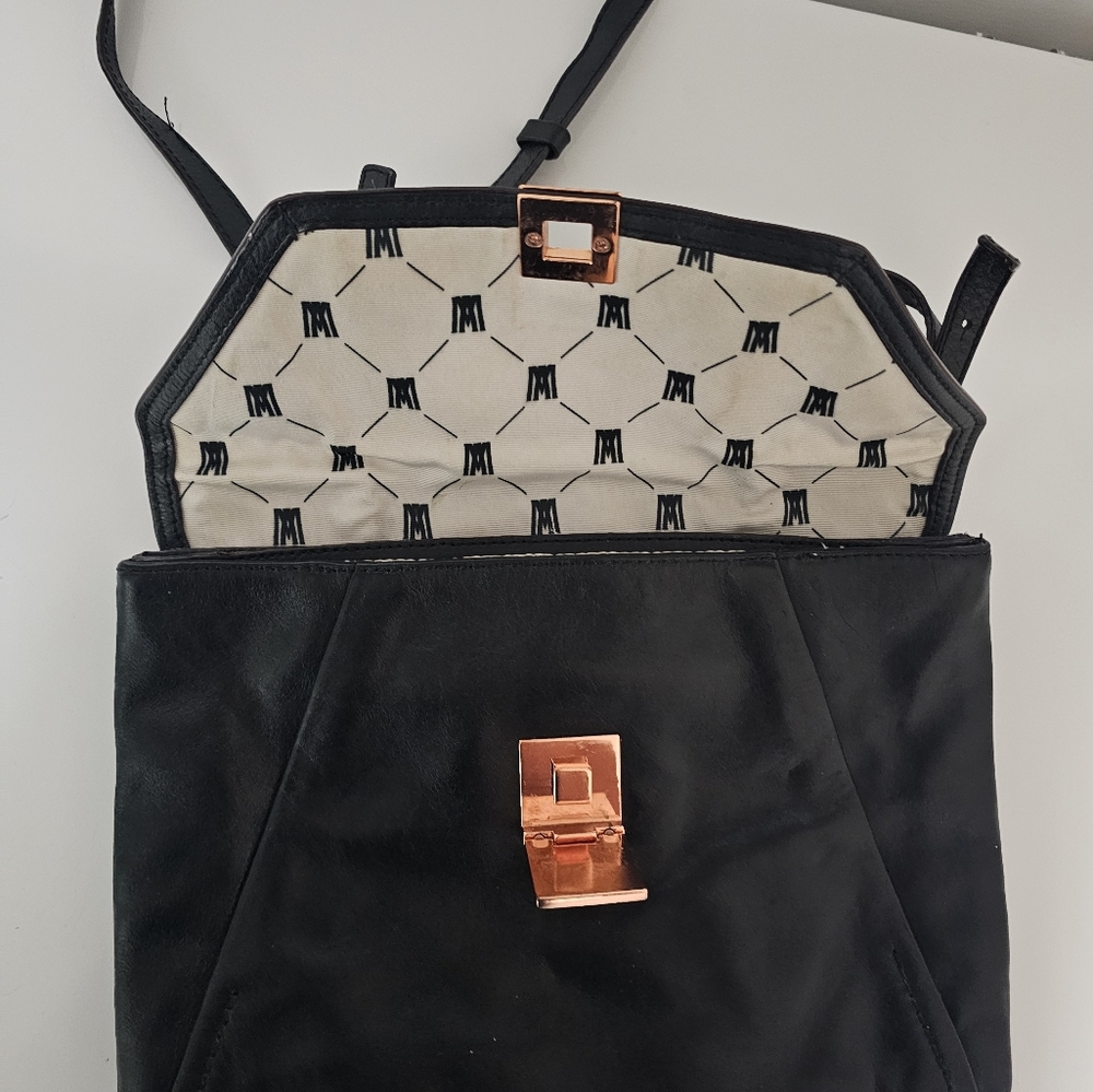 Antonio Melani Black Genuine Leather Crossbody Purse